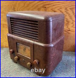 Vintage STEWART WARNER TUBE RADIO Dark Brown BAKELITE CASE Model R4525