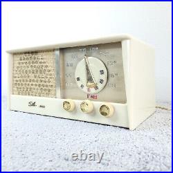 Vintage Sears Silvertone Tube Radio 4206 FM Bakelite White 1950s MCM Works