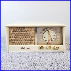 Vintage Sears Silvertone Tube Radio 4206 FM Bakelite White 1950s MCM Works