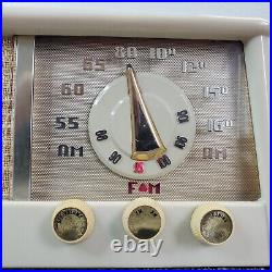 Vintage Sears Silvertone Tube Radio 4206 FM Bakelite White 1950s MCM Works