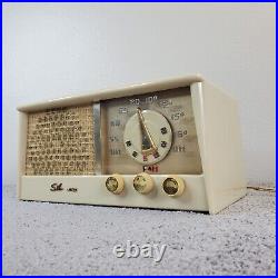 Vintage Sears Silvertone Tube Radio 4206 FM Bakelite White 1950s MCM Works