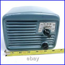 Vintage Sears Silvertone Tube Radio 8003 Metal Midget 1949 Small Tabletop Works