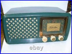 Vintage Sears Silvertone Tube Radio GREEN model 2011 Art Deco design