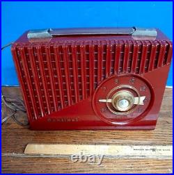 Vintage Sentinel Radio Model 345 1950s Red Bakelite