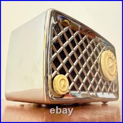 Vintage Silvertone 2002 Chromed Tube Radio Rare American Metal