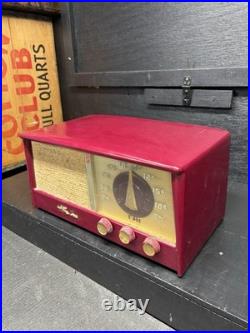 Vintage Silvertone AM/FM Vacuum Tube Radio #4204 Maroon Bakelite Working