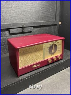 Vintage Silvertone AM/FM Vacuum Tube Radio #4204 Maroon Bakelite Working