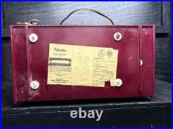 Vintage Silvertone AM/FM Vacuum Tube Radio #4204 Maroon Bakelite Working