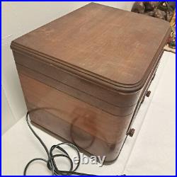 Vintage Silvertone Tube Radio & Turntable Wood Case Power Tested