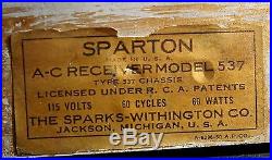 Vintage Sparton 537 Art Deco Table Model Broadcast-Shortwave Tombstone Radio