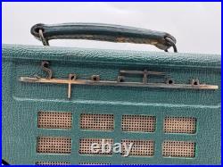Vintage Sparton Model 309 Lunchbox Portable Tube Radio Green Powers On/ Hums