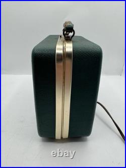 Vintage Sparton Model 309 Lunchbox Portable Tube Radio Green Powers On/ Hums
