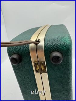 Vintage Sparton Model 309 Lunchbox Portable Tube Radio Green Powers On/ Hums