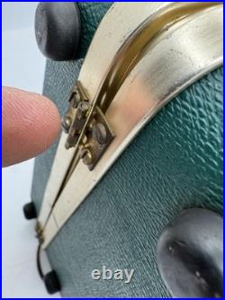 Vintage Sparton Model 309 Lunchbox Portable Tube Radio Green Powers On/ Hums