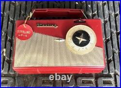 Vintage Sterling LS-4 Portable AM Tube Radio Red Excellent Rare! Untested