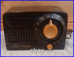 Vintage Stewart Warner 1952 Radio 2C Bakelite Model 9160 Mocha Brown Vacuum Tube