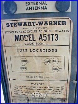 Vintage Stewart Warner Air-pal Am Table Top Tube Type Radio Original Look