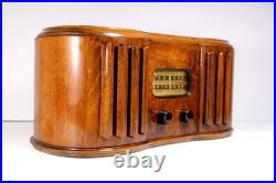 Vintage Stewart Warner Art Deco Old Depression Era Ingraham Wood Cabinet Radio