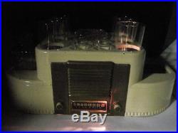 Vintage Stewart Warner Porta-Baradio 9008-A Tube Radio Bar Caddy withGlasses WORKS