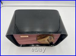Vintage TRAV-LER Radio T-204 Pink Black RARE Tube Radio Travler WORKING Tabletop