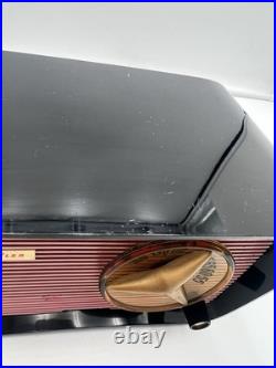 Vintage TRAV-LER Radio T-204 Pink Black RARE Tube Radio Travler WORKING Tabletop