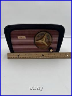 Vintage TRAV-LER Radio T-204 Pink Black RARE Tube Radio Travler WORKING Tabletop