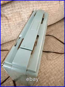 Vintage The Companion By BULOVA Portable Vacuum Tube Radio Teal Blue Gold Trim