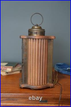 Vintage Town Crier Am/fm Tube Radio American Walnut Slag Glass MID Century