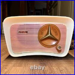 Vintage Trav-Ler T-204 Pink Jetsons AM Tube Radio 1959 TraVler read