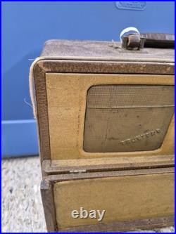 Vintage Truetone Portable Tube Radio Brief Case Style withHandle True Tone AS IS