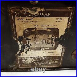 Vintage Tube Radio 1946 Philco Hippo Swirly Brown Bakelite 46-420 Code 125 Works