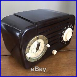 Vintage Tube Radio Alarm Clock Working Jewel AM by Crosby-Paige USA Bakelite