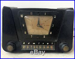 Vintage Tube Radio Clock Admiral Continental 5X22 1952 not tested need attention