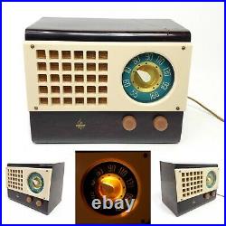 Vintage Tube Radio Emerson 510 Brown Lighted Dial MCM Tabletop AM Works
