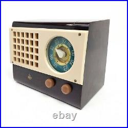 Vintage Tube Radio Emerson 510 Brown Lighted Dial MCM Tabletop AM Works
