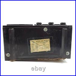 Vintage Tube Radio Emerson Model 659 AM FM Brown Bakelite Case Tabletop MCM