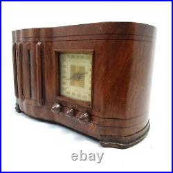 Vintage Tube Radio Firestone Air Chief 1939 Wavy Wood Ingraham Case S-7403-6