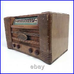 Vintage Tube Radio General Electric GE L-641 Table BC SW1 Wood Curved Glass 1942