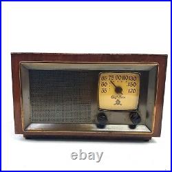 Vintage Tube Radio Gilfillan Brothers 56B Copper Face Wood Cabinet 1946 Works