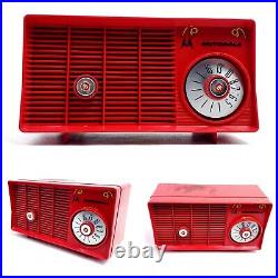 Vintage Tube Radio Motorola 5T11R Red Tabletop Mid Century Modern 1950's Works