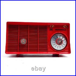 Vintage Tube Radio Motorola 5T11R Red Tabletop Mid Century Modern 1950's Works