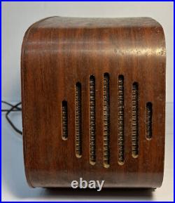 Vintage Tube Radio Packard Bell 602 Dual Tuning Stationized Art Deco Wood
