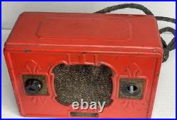 Vintage Tube Radio Red DeWald Dynette Rare PARTS ONLY 10x6.5