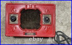 Vintage Tube Radio Red DeWald Dynette Rare PARTS ONLY 10x6.5