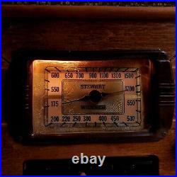 Vintage Tube Radio Stewart Warner Magic Keyboard 01-521 Tombstone Wood 1939