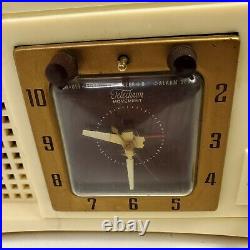 Vintage Tube Radio Trav-ler AM Clock 56 C42 MCM Mid Century Modern Working