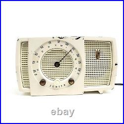 Vintage Tube Radio Zenith FM/AM 1950's White Tabletop MCM Y723 Working