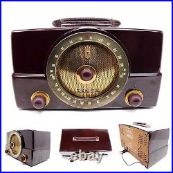 Vintage Tube Radio Zenith T825 Portable Bakelite Mid Century Modern Phono Input