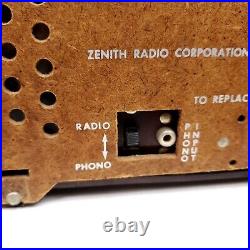 Vintage Tube Radio Zenith T825 Portable Bakelite Mid Century Modern Phono Input