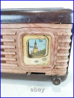 Vintage USSR Radio Moskvich V Art Deco Bakelite Tube Radio 2-Band for parts